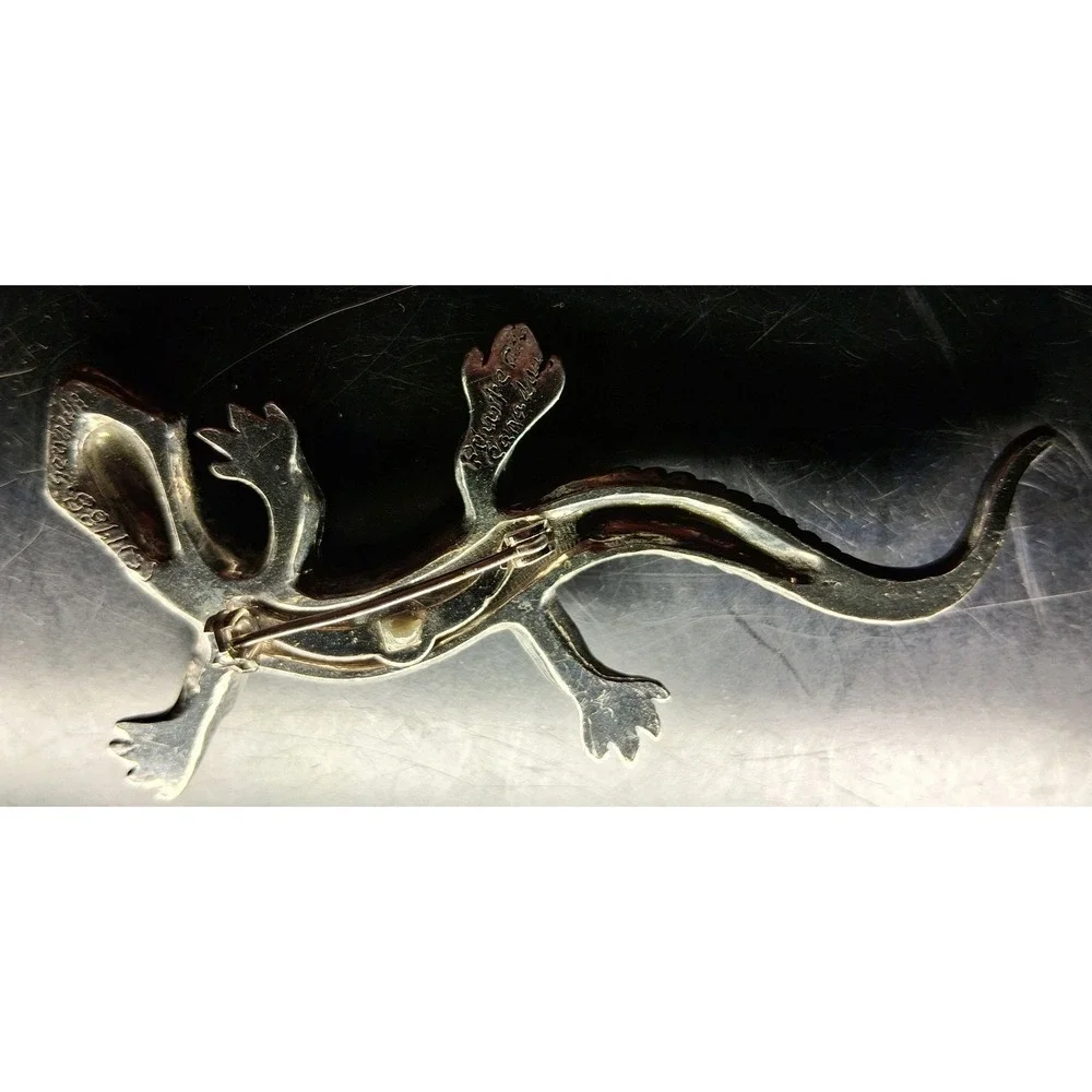 Vintage 1985 Seagull Pewter Canada Lizard Brooch Reptile Salamander Pin Silver